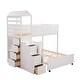 preview thumbnail 6 of 7, Modern Versatility galore Stairway Twin Over Full House Bed,Bunk Bed with Two Shelves and Seven Drawers