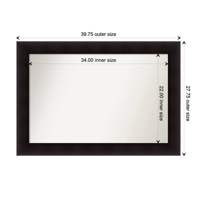 Portico Espresso Framed Non-Beveled Custom Wall Mirror, Bathroom Vanity Mirror - Outer Size: 39.75 x 27.75