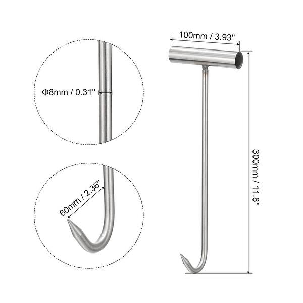 THandle Meat Boning Hook, 4Pcs Stainless Steel Meat Hooks Silver