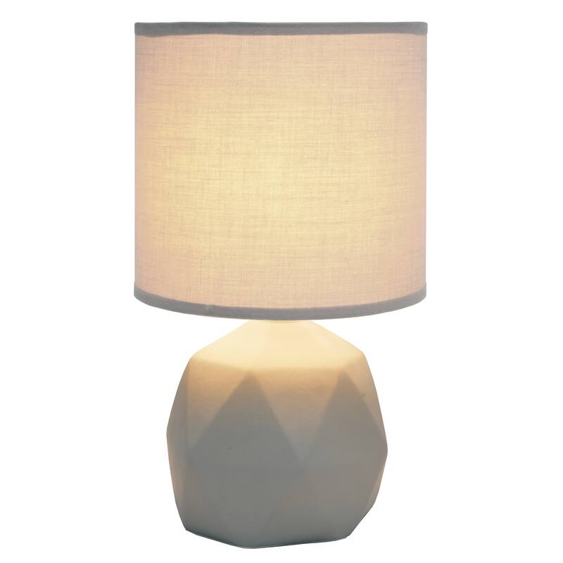 10.62" Modern Organic Geometric Concrete Table Lamp, For Living Room, Entryway, Bedroom, Mini Accent Light, Black Shade
