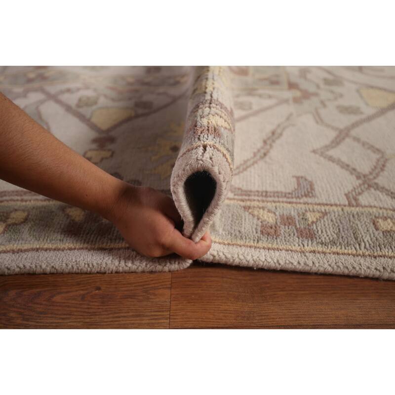 Earth Tone Oushak Indian Large Area Rug Hand-Knotted Wool Carpet - 12'2"x 14'6"