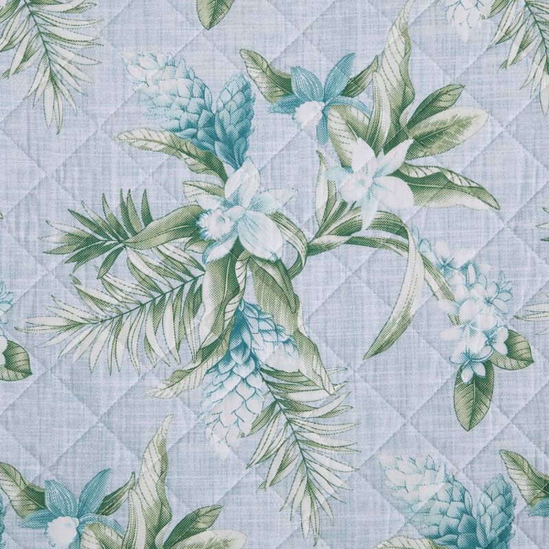 Tommy Bahama Floral Enchantment Blue Cotton Reversible Quilt Set