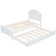 preview thumbnail 11 of 11, Wood Platform Bed with Flower Shape Headboard & Trundle Bed, White