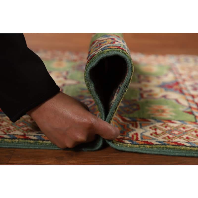 Green Kazak Accent Foyer Rug Hand-Knotted Wool Carpet - 2'0"x 3'0"