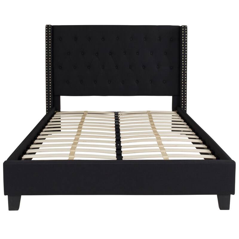 Tufted Upholstered Nailhead Trim Platform Bed