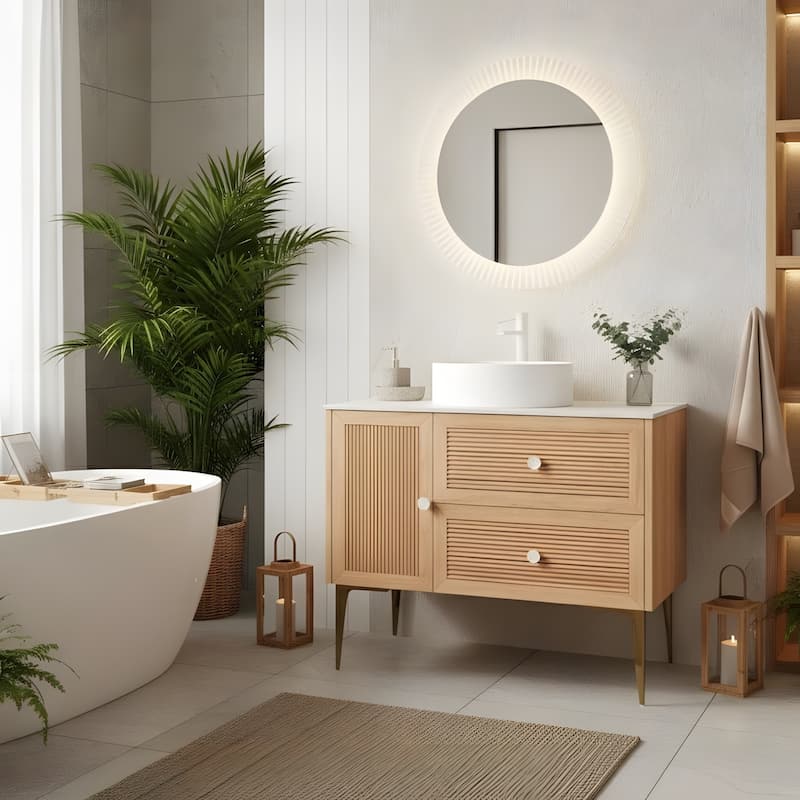 Freestanding Bathroom Vanity with Round Ceramic Basin