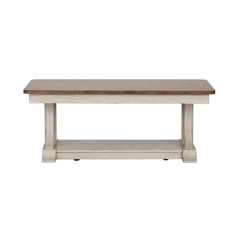 Farmhouse Reimagined Antique White with Chestnut Rectangular Cocktail Table
