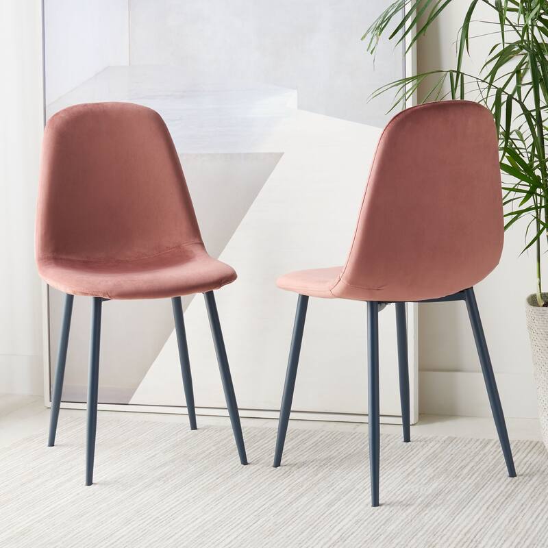SAFAVIEH Cressie Modern Dining Room Chair (Set of 2) - 21.3" W x 17.3" L x 34.6" H - 20Wx17Dx35H - Pink/Dark Grey
