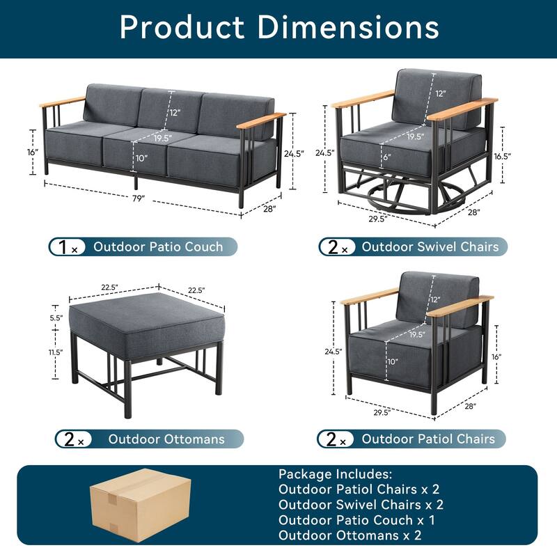 Outdoor Patio Funiture Set with Extra-Thick Seat cushion