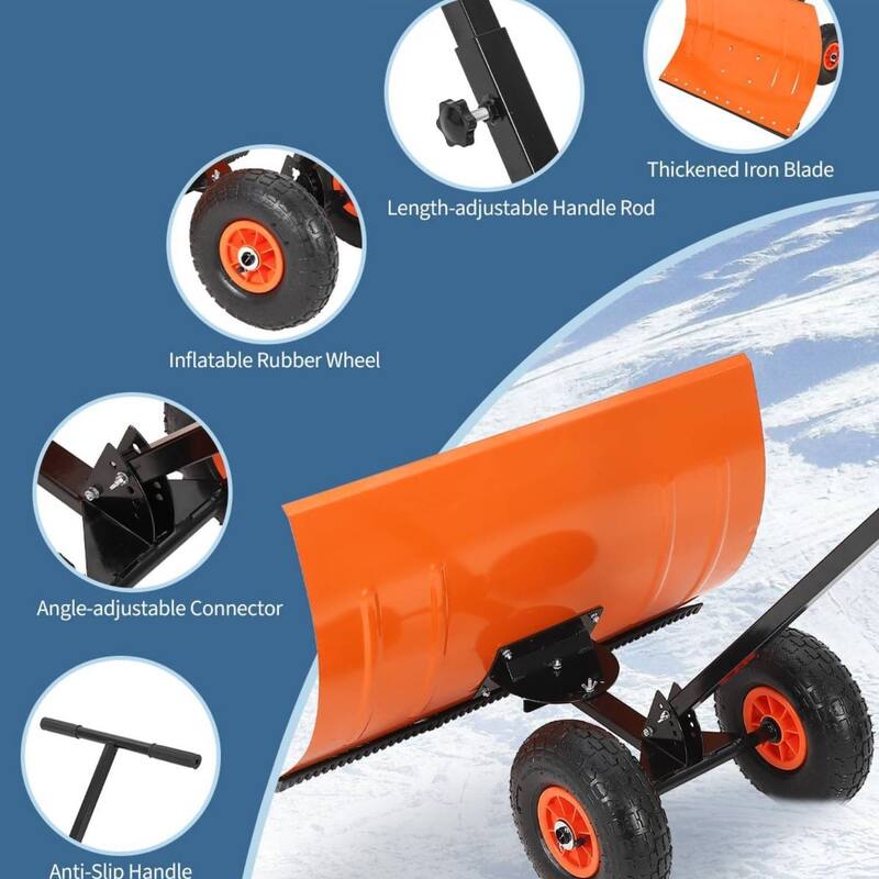 Heavy Duty Single Rod 20 * 29 Inch Wheeled Snow Shovel
