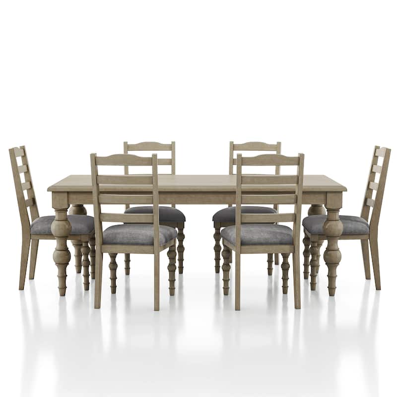 Furniture of America Trenden Modern Farmhouse 7-Piece Solid Wood 78-inch Dining Set