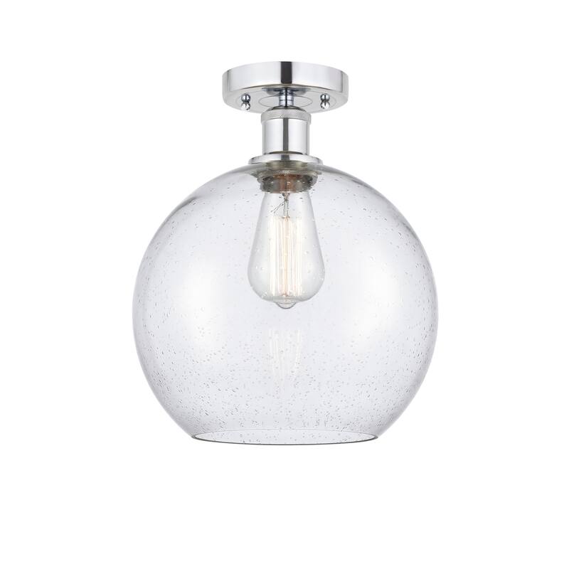 Innovations Lighting Edison Athens - 1 Light 10" Semi-Flush Mount - Polished Chrome/Seedy