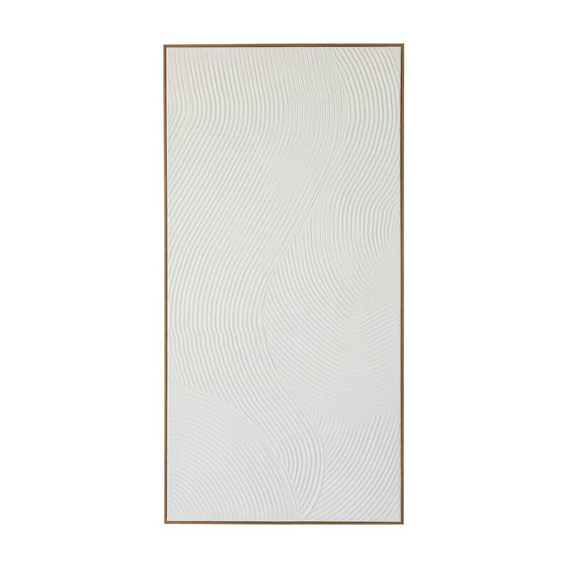 Canvas Geometric Art Deco Inspired Line Art Living Room Framed Wall Art with Gold Frame - White - Roche River Decor - White