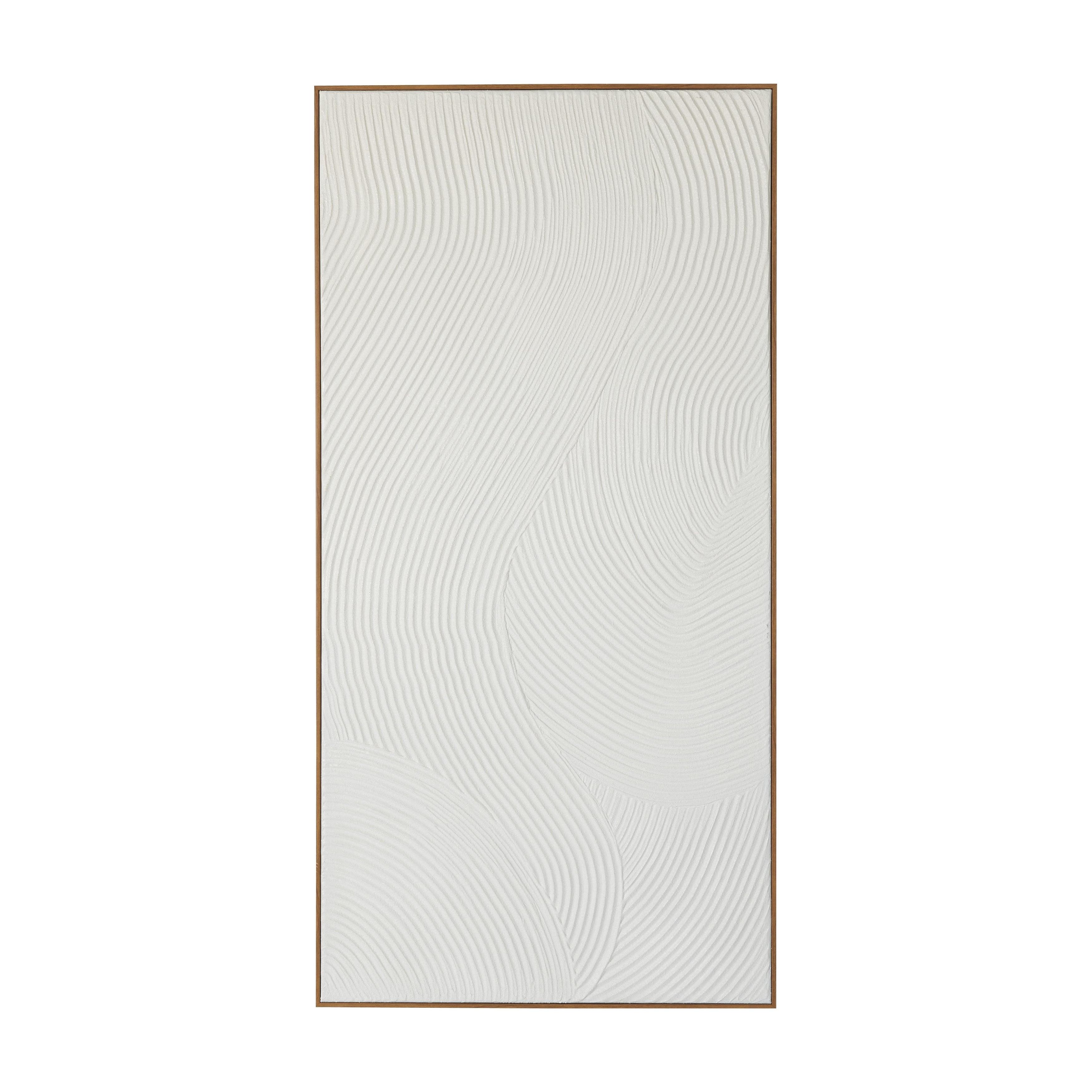 Canvas Geometric Art Deco Inspired Line Art Living Room Framed Wall Art with Gold Frame - White - Roche River Decor