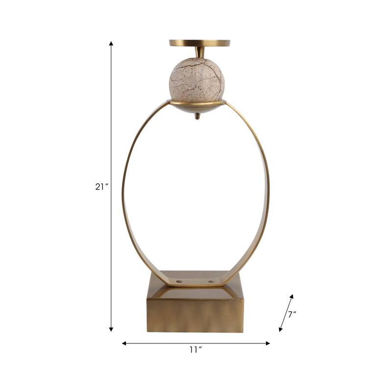 Candle Holder - Metal with Marble Sphere