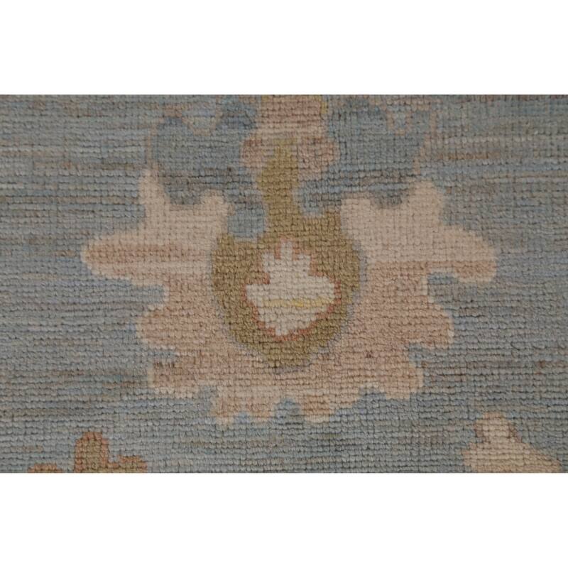 Hand Knotted Oriental 100% Wool Carpet Transitional All-Over Navy Blue & Blues Oushak Area Rug - 9' 11'' X 8' 4''