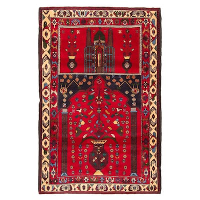 Teimani Red Rug 3'4" x 5'1" - 3'4 x 5'1