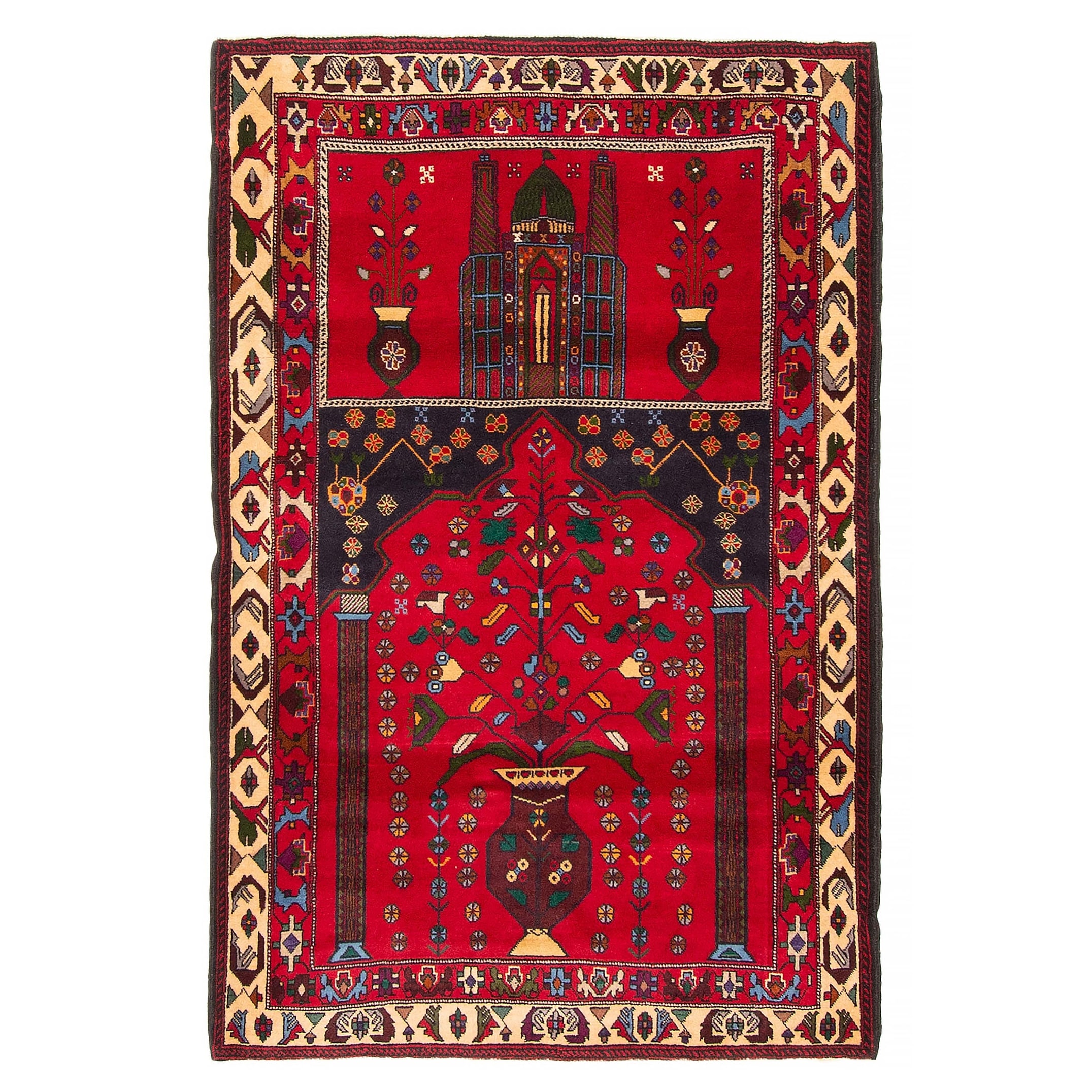 Teimani Red Rug 3'4" x 5'1" - 3'4 x 5'1