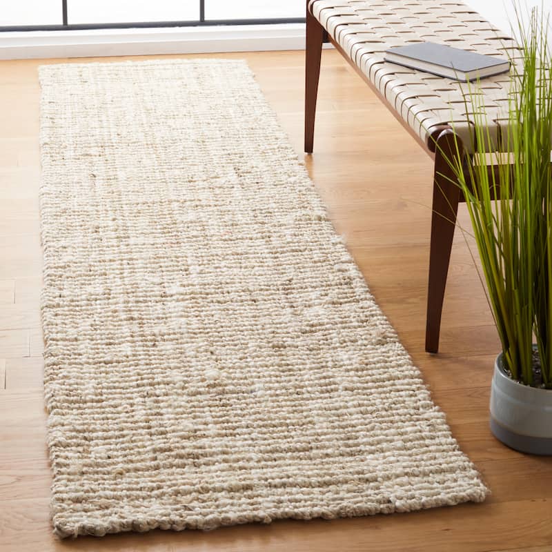 SAFAVIEH Handmade Natural Fiber Beacon Jute Rug - 2'3" x 9'  Runner - Bleach/Ivory