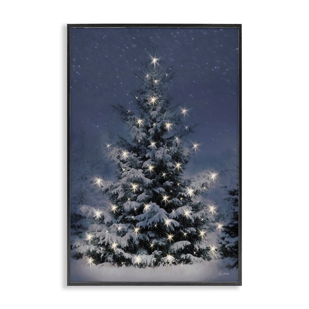 Stupell Snowy Nighttime Christmas Tree Framed Giclee Art Design By Lori Deiter