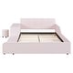 preview thumbnail 20 of 44, Full Size Velvet Upholstered Platform Bed w/ Bedside Desk & Stool, Mother & Child Platform Bed Frame w/ Footboard & Guardrail