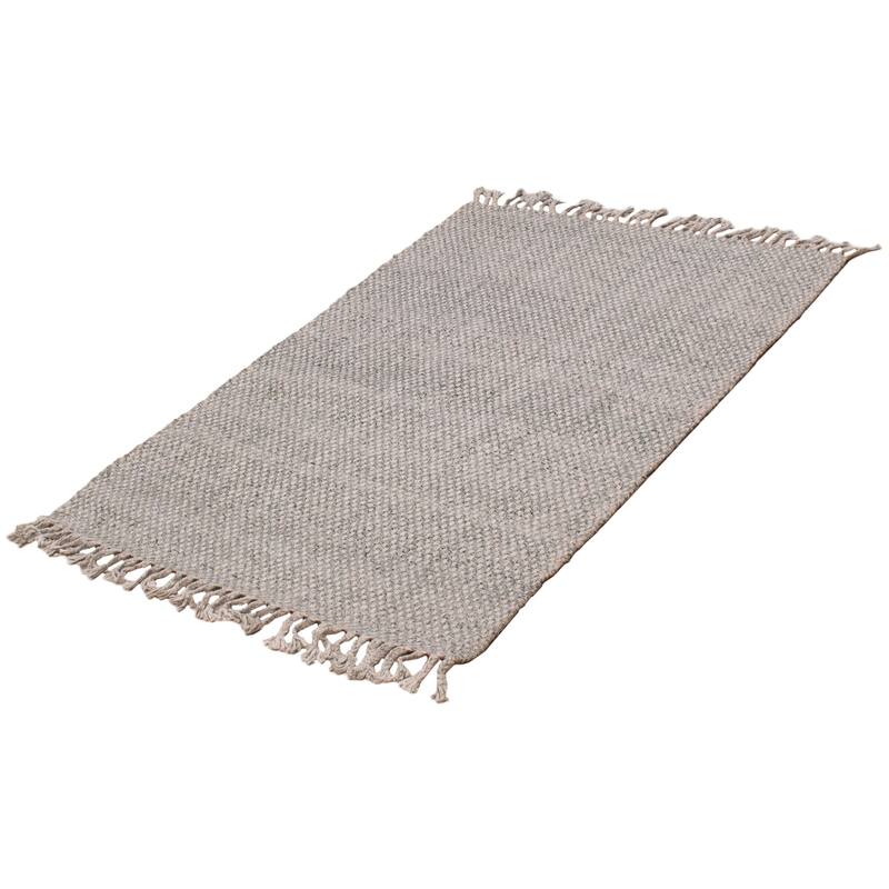 ECARPETGALLERY Braid weave Sienna Grey Wool Rug - 4'2 x 6'0