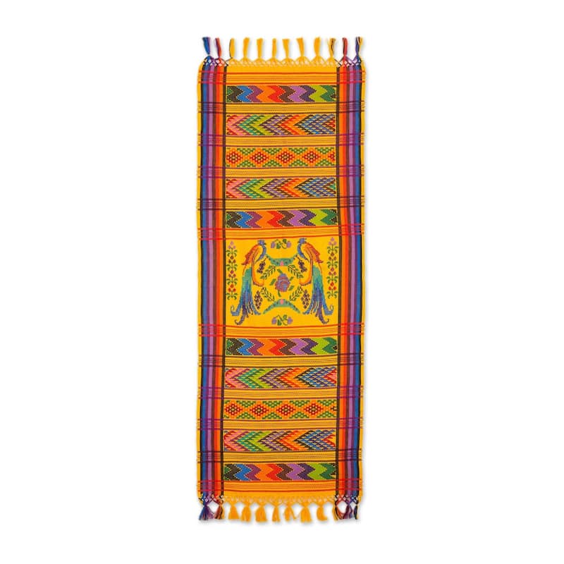 Handmade Yellow Quetzal Cotton Table Runner (Guatemala) - 46