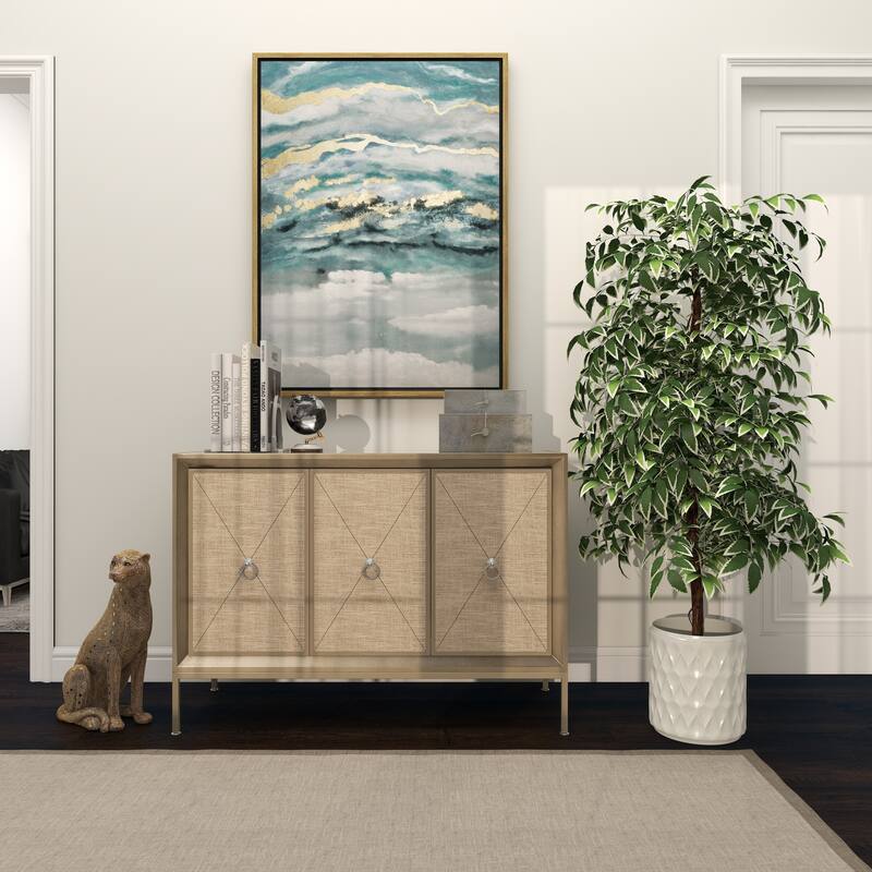 Green Faux Foliage Ficus Artificial Tree with Realistic Leaves and Black Plastic Pot