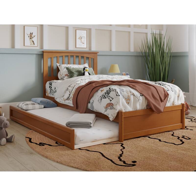 Everett Platform Bed with Panel Footboard and Twin Trundle