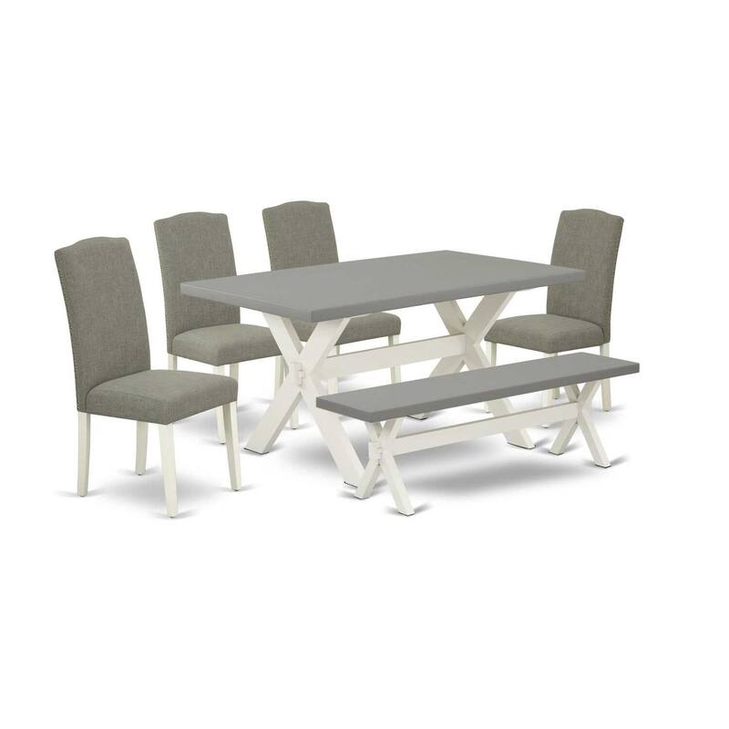 6-Piece Rectangle Natural Oak Finish Solid Wood Top Dining Table with 1-Bench, 4-Chairs with