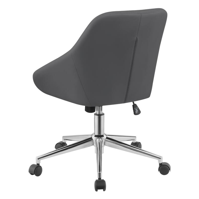 Gil 26 Inch Office Chair, Foam Filled Pintuck Seat, Gray Vegan Leather