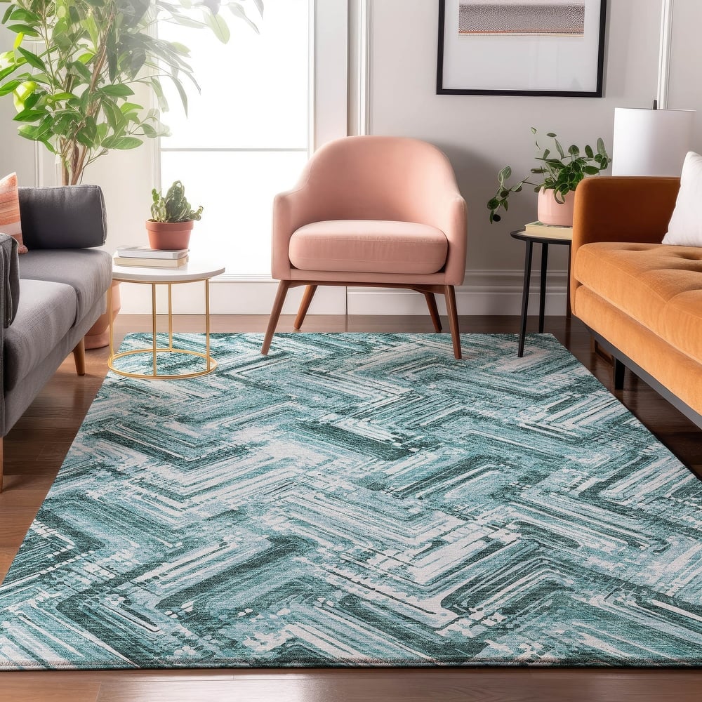 Premium Washable Super Soft Blurred Chevron Mayfield Rug