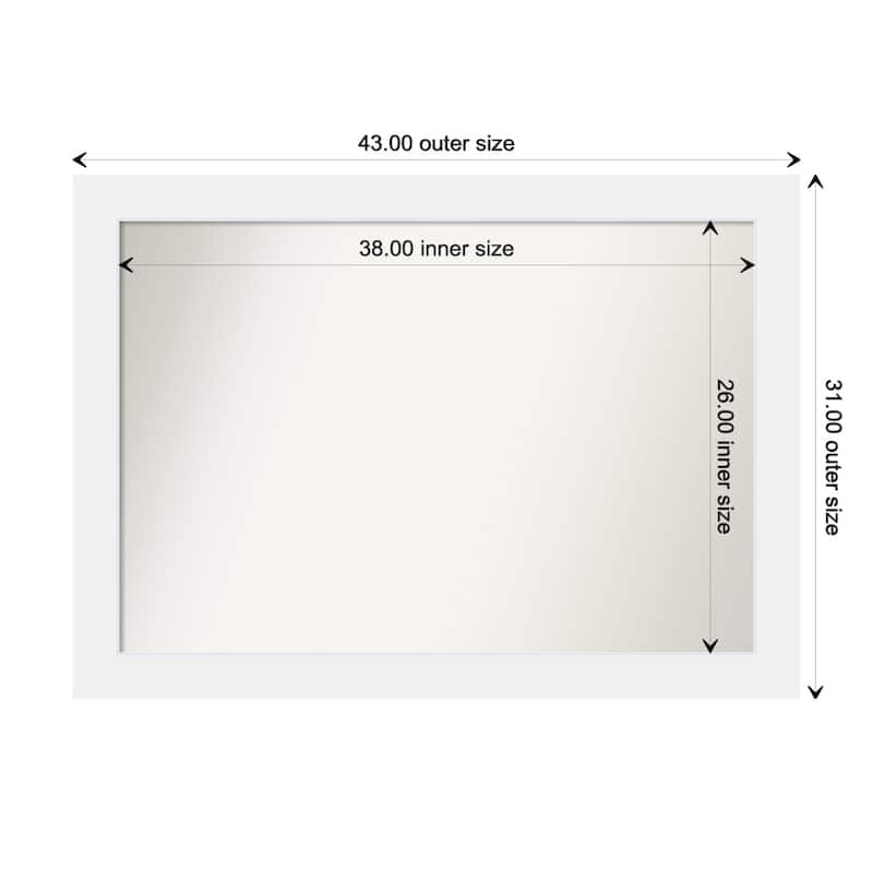 Corvino White Framed Non-Beveled Custom Wall Mirror, Bathroom Vanity Mirror - Outer Size: 43 x 31