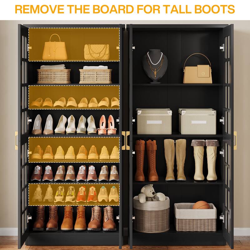 9-Tier Shoe Cabinet with Adjustable Shelves and Doors (71 Inches)