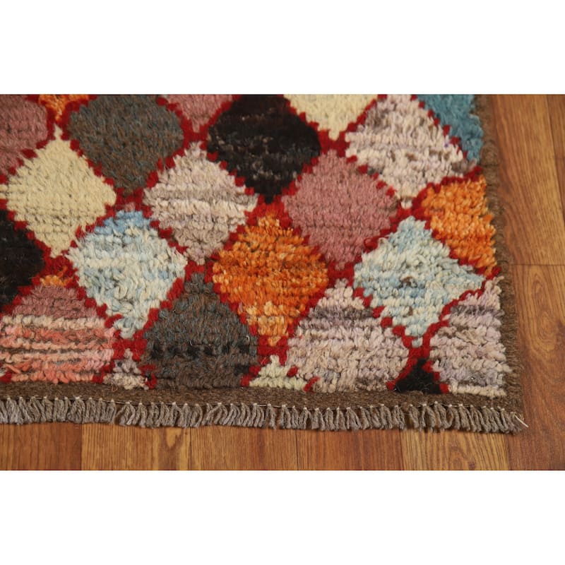 All-Over Trellis Moroccan Oriental Runner Rug Handmade Wool Carpet - 2'7" x 10'1"