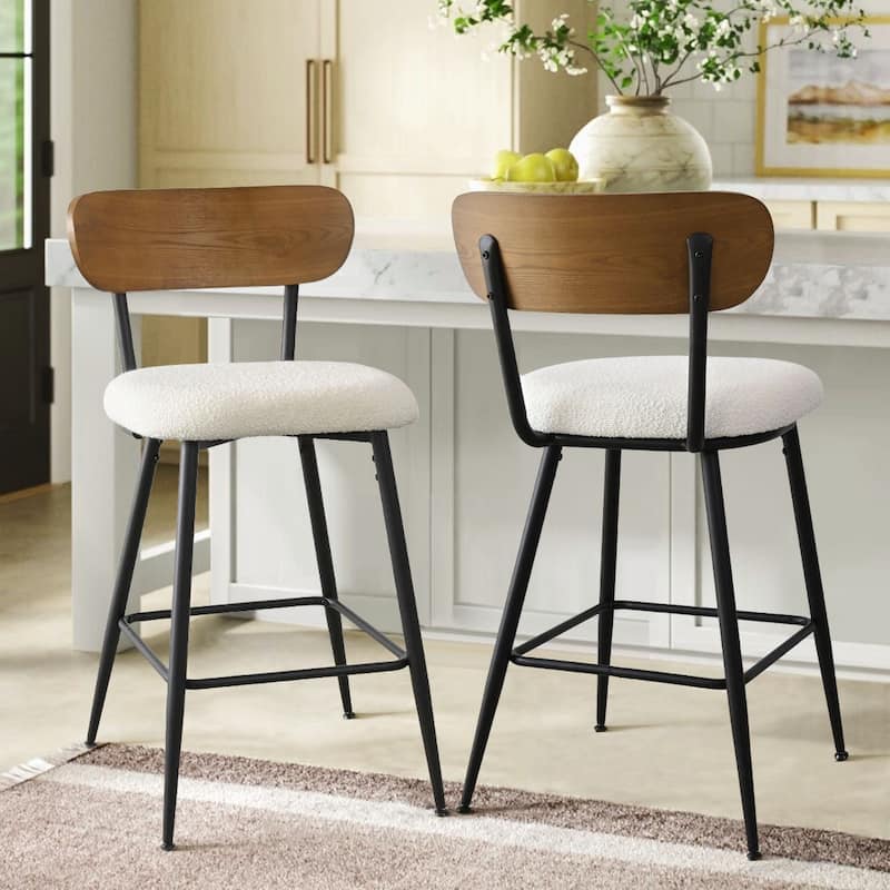 Boucle Counter Stool with Ash Back(Set of 2)