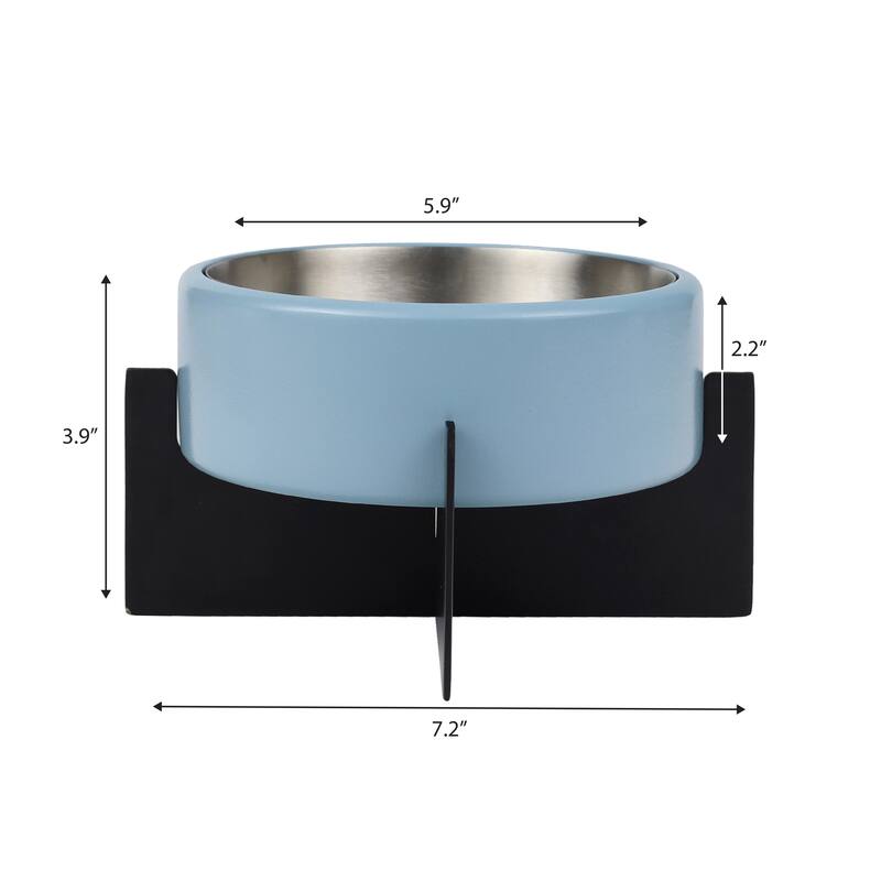 Intersecta Concrete & Steel Pet Feeder - 16oz with Metal Stand