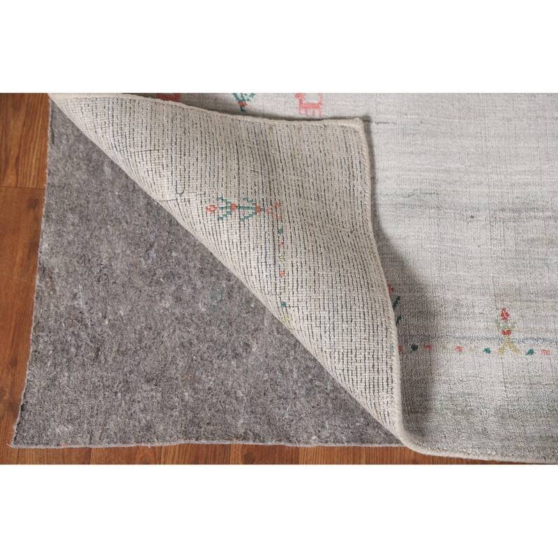 Gabbeh Indian Area Rug Handmade Tribal Beige Wool Carpet - 7'10"x 9'9"