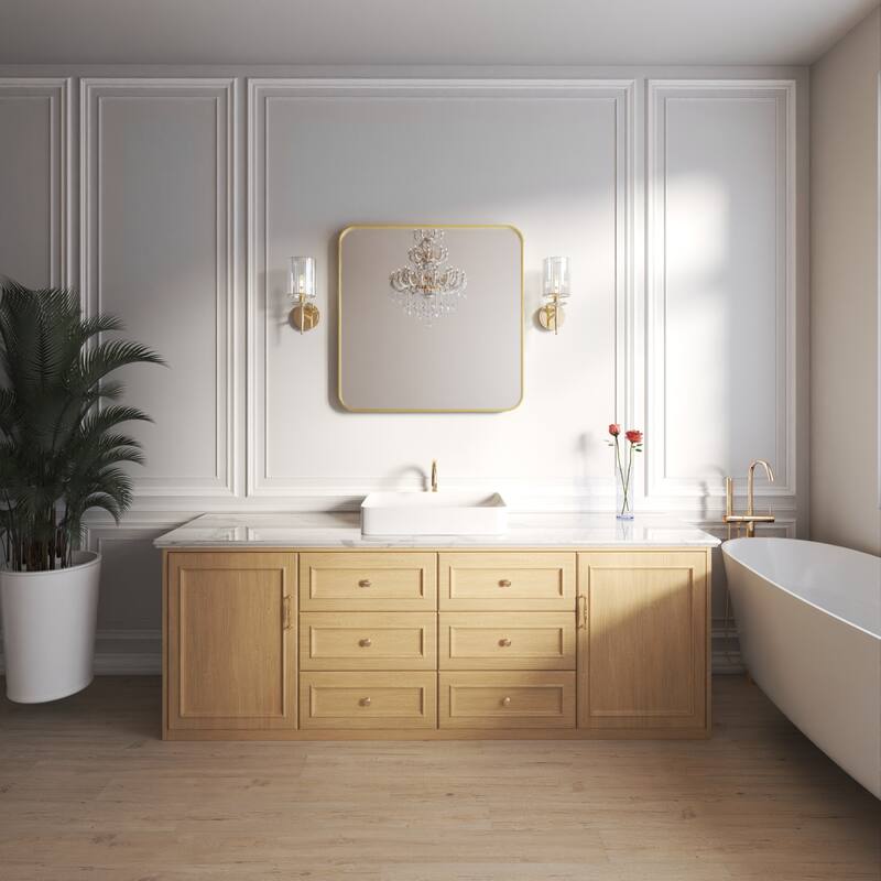 Organnice Rectangular Aluminum Frame Vanity Bathroom Mirror with Clear Glass