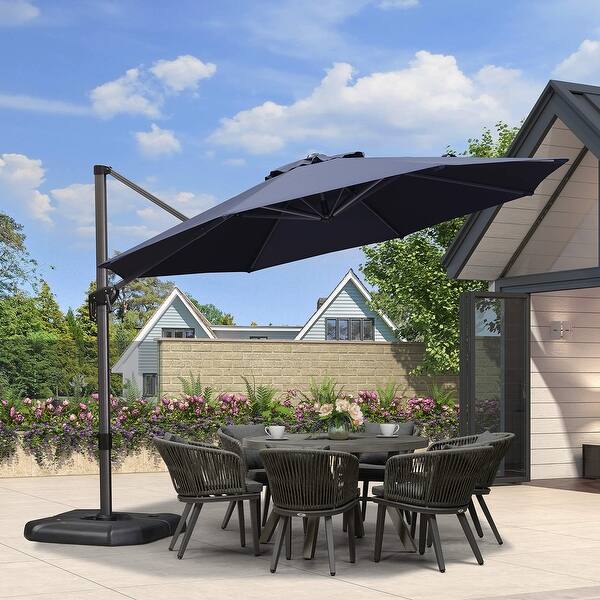 11 Feet Patio Umbrella Outdoor Cantilever Round Umbrella Aluminum Offset  Umbrella with 360-degree Rotation - Bed Bath & Beyond - 40045806