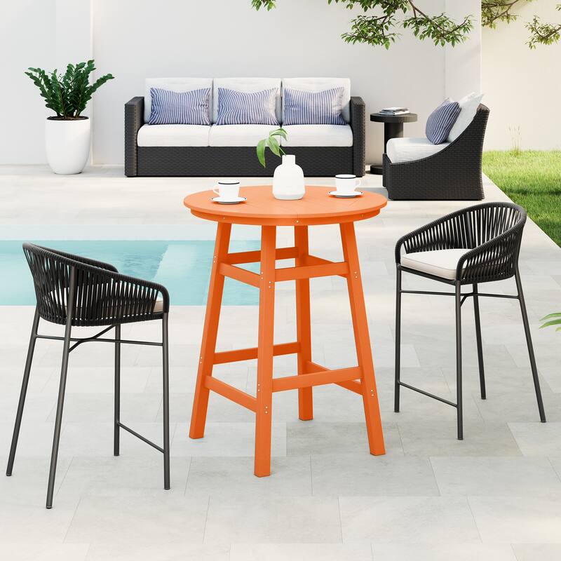 Polytrends Laguna Hdpe All Weather Outdoor Patio 35" Round Bar Table - Orange
