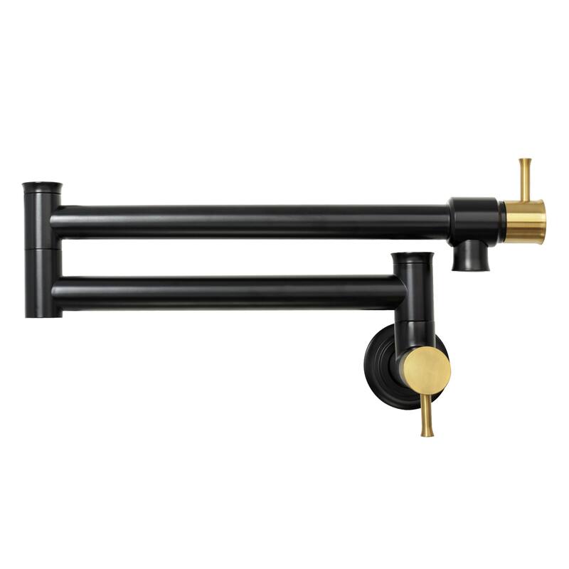 Pot Filler Kitchen Faucet Wall Mount - Black and Gold