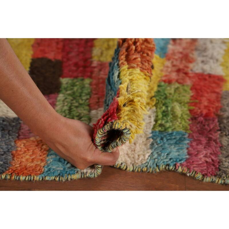 Plush Colorful Moroccan Area Rug Hand-Knotted Wool Carpet - 5'8" x 9'10"