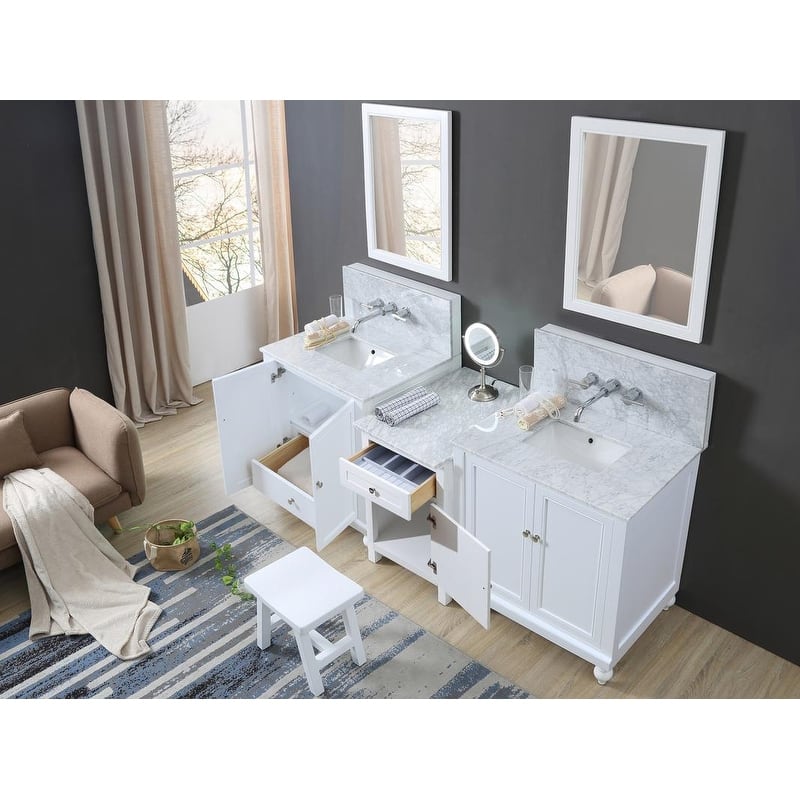 Classic Spa Premium 83 In. Bath and Makeup Hybrid Vanity in White