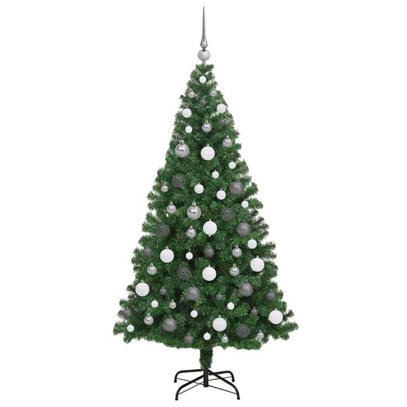 vidaXL Artificial Christmas Tree Green 70.9" PVC and Steel and Plastic - 37 x 37 x 71