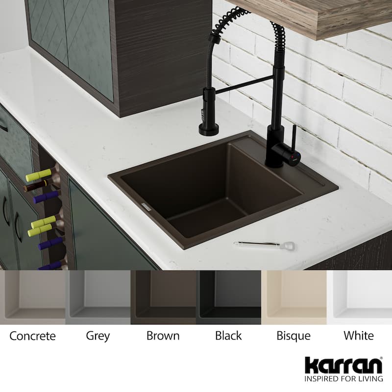 Karran QT-825 Drop-in 15-3/4" Single Bowl Quartz Composite Kitchen Sink