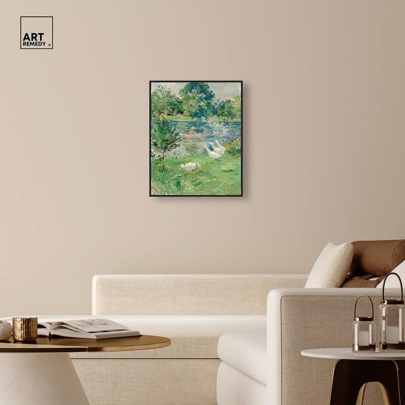 Morisot Girl in Boat with Geese Canvas by Art Remedy
