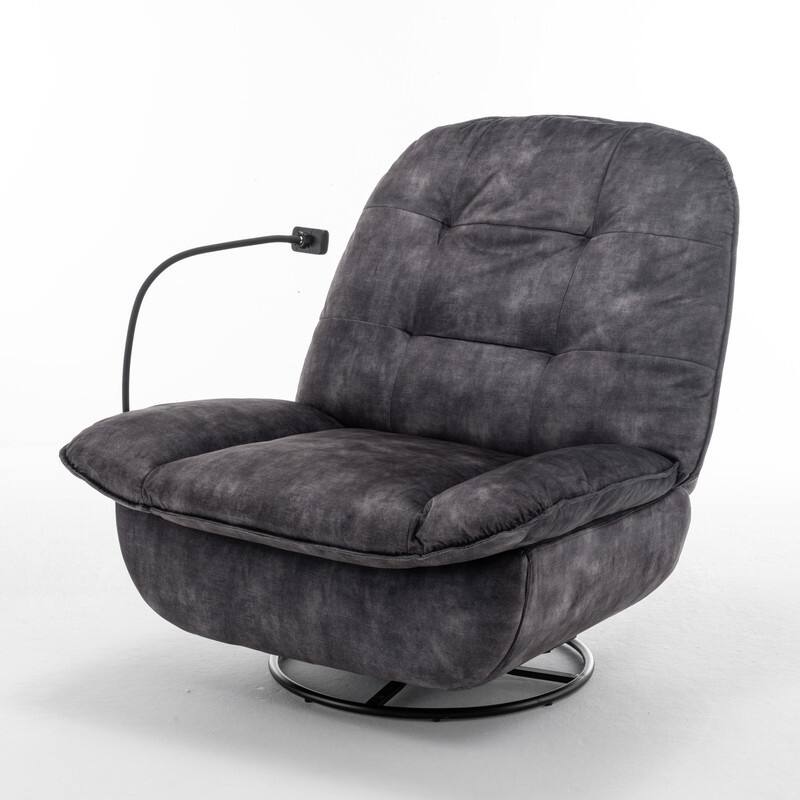 Gold-Stamped Velvet Multi-Function Recliner with Swivel, Glide & Phone Holder - Oversized Comfort for Living Room, Bedroom