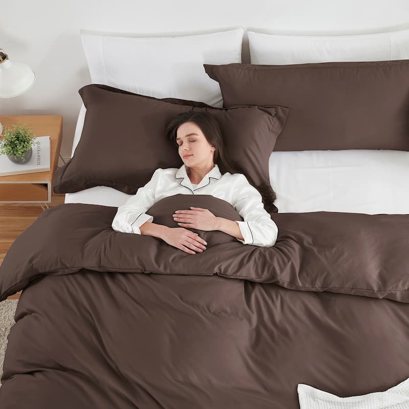 Emperyan 3 Piece Duvet Cover Sets, Soft Double Brushed Duvet Covers with Button Closure