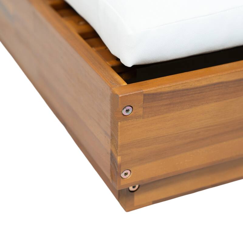 Christopher Knight Home - Modern Acacia Wood Outdoor Patio Sunlounge Set with Adjustable Backrests & Side Table